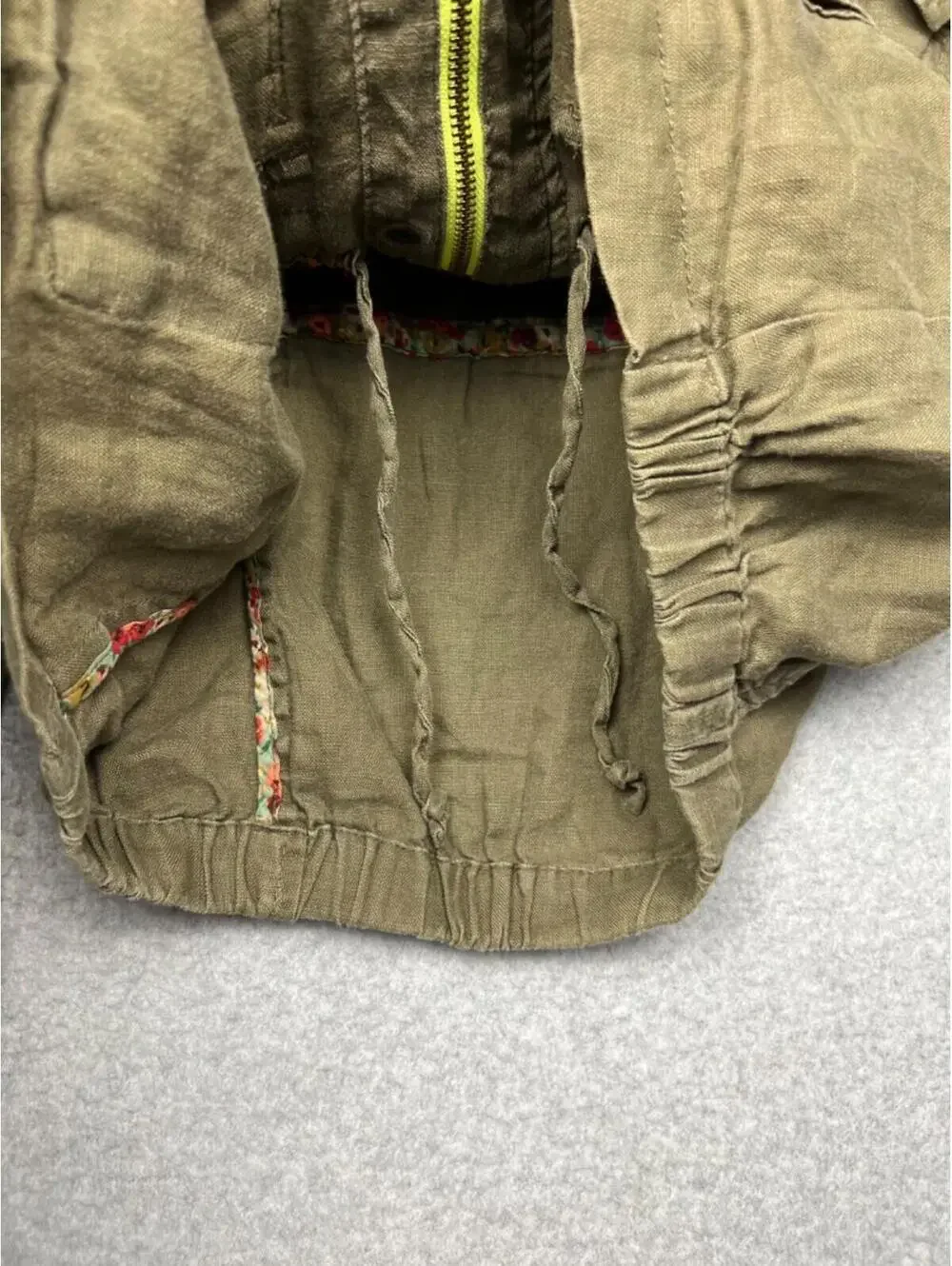 Free People Military Utility Jacket Womens 4/S Linen Cargo Pocket Gorpcore Green